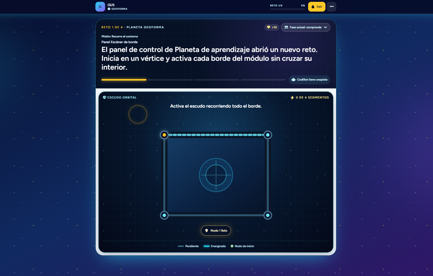 Panel de ejercicios y proyectos del alumno en MenteCodi